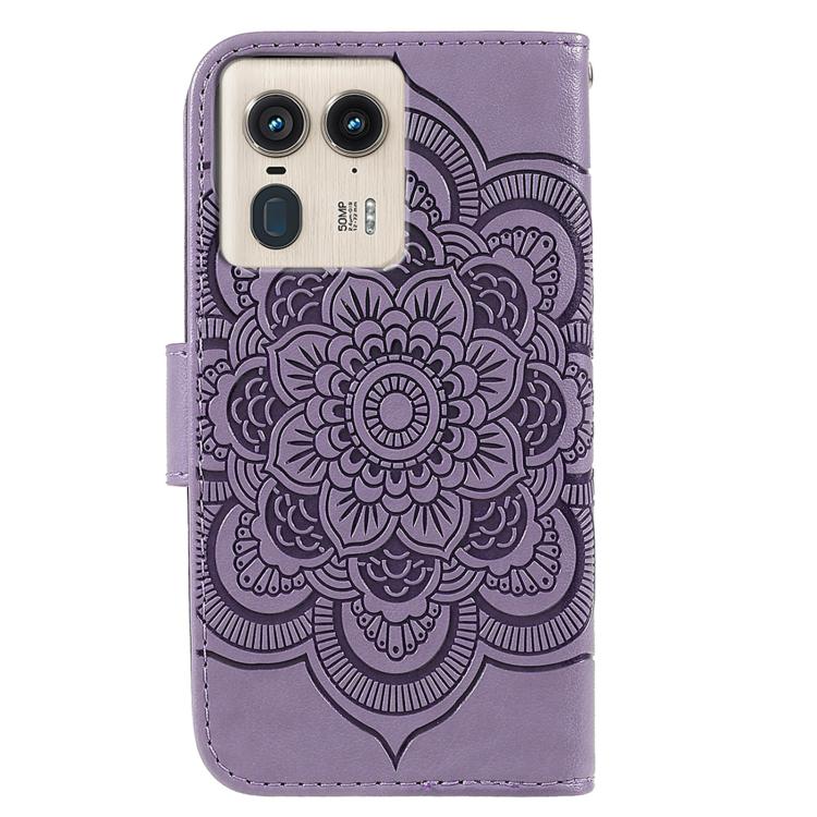 For Motorola Edge 50 Ultra Sun Mandala Embossing Pattern Phone Leather Case