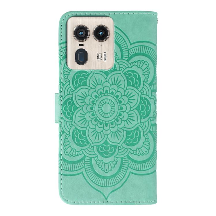 For Motorola Edge 50 Ultra Sun Mandala Embossing Pattern Phone Leather Case