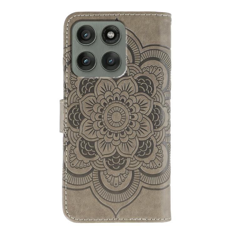 For Motorola Edge 60 Pro Sun Mandala Embossing Pattern Phone Leather Case