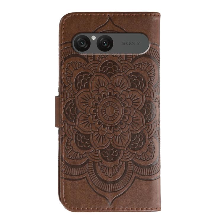 For Sony Xperia 10 VII Sun Mandala Embossing Pattern Phone Leather Case