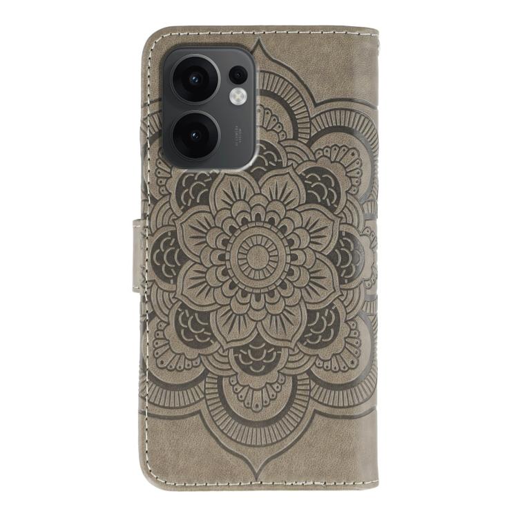 For OPPO Reno13 F Sun Mandala Embossing Pattern Phone Leather Case