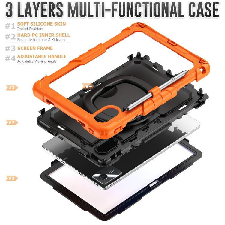 For Lenovo Xiaoxin Pad 2024 / 2025 Handle Silicone Hydric PC Tablet Case with Shoulder Strap