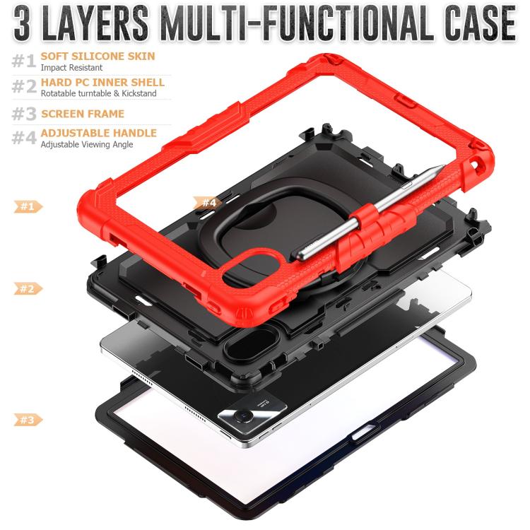 For Lenovo Xiaoxin Pad 2024 / 2025 Handle Silicone Hydric PC Tablet Case with Shoulder Strap