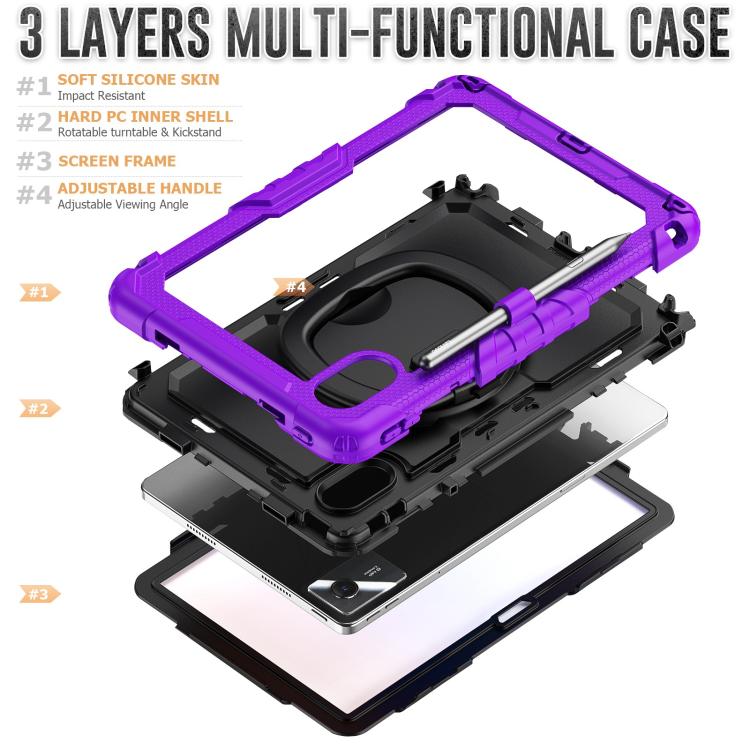 For Lenovo Xiaoxin Pad 2024 / 2025 Handle Silicone Hydric PC Tablet Case with Shoulder Strap