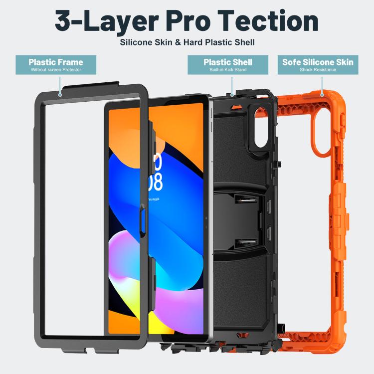 For Lenovo Xiaoxin Pad 11 2025 / 2024 Silicone Hydric PC Tablet Case with Shoulder Strap & Holder