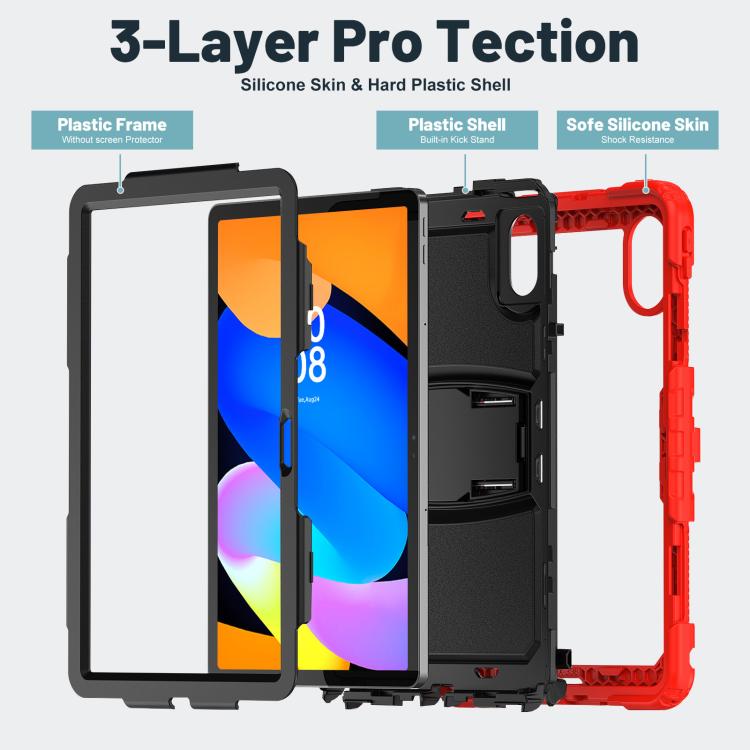 For Lenovo Xiaoxin Pad 11 2025 / 2024 Silicone Hydric PC Tablet Case with Shoulder Strap & Holder