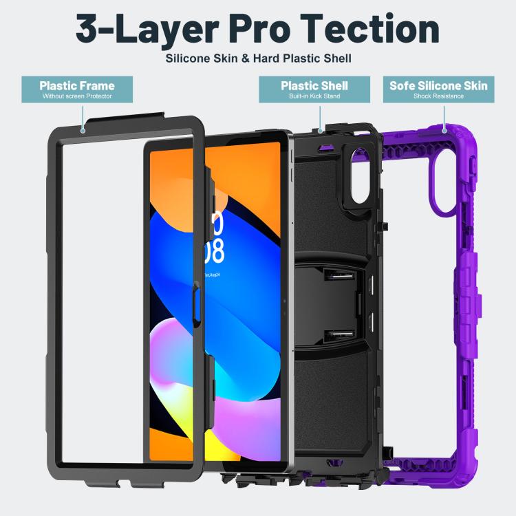 For Lenovo Xiaoxin Pad 11 2025 / 2024 Silicone Hydric PC Tablet Case with Shoulder Strap & Holder