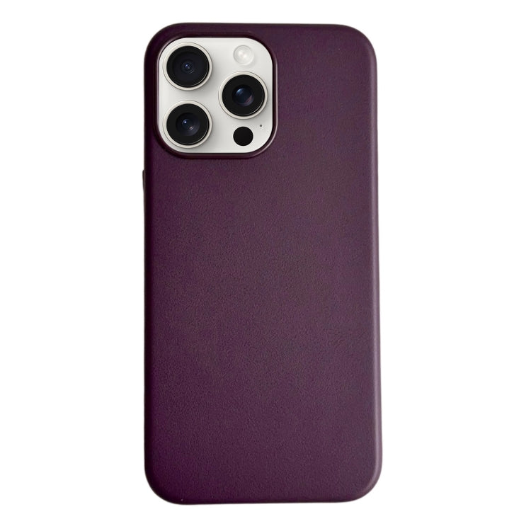 For iPhone 16 Pro Max Pure Color Leather Magsafe Magnetic Phone Case