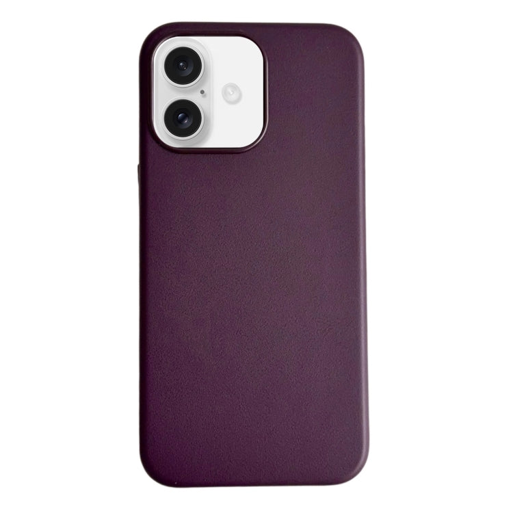 For iPhone 16 Pure Color Leather Magsafe Magnetic Phone Case