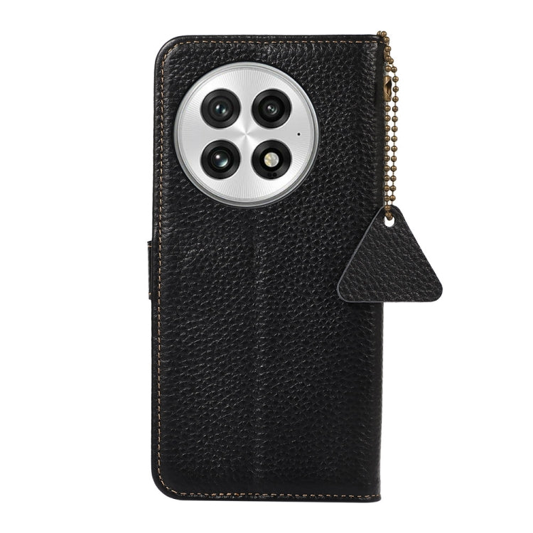 For OnePlus 13 Genuine Leather Litchi Texture RFID Leather Phone Case