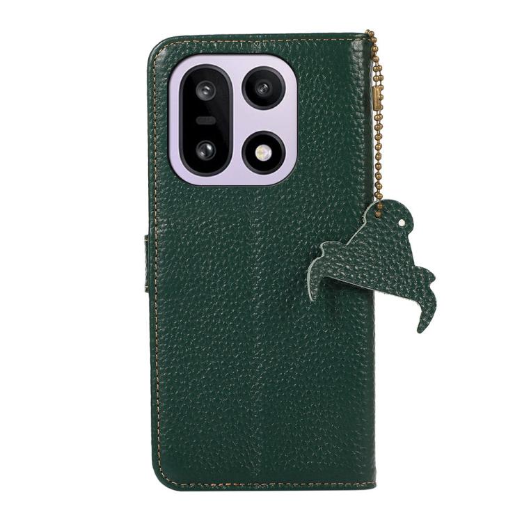 For OnePlus 15 Genuine Leather Litchi Texture RFID Leather Phone Case