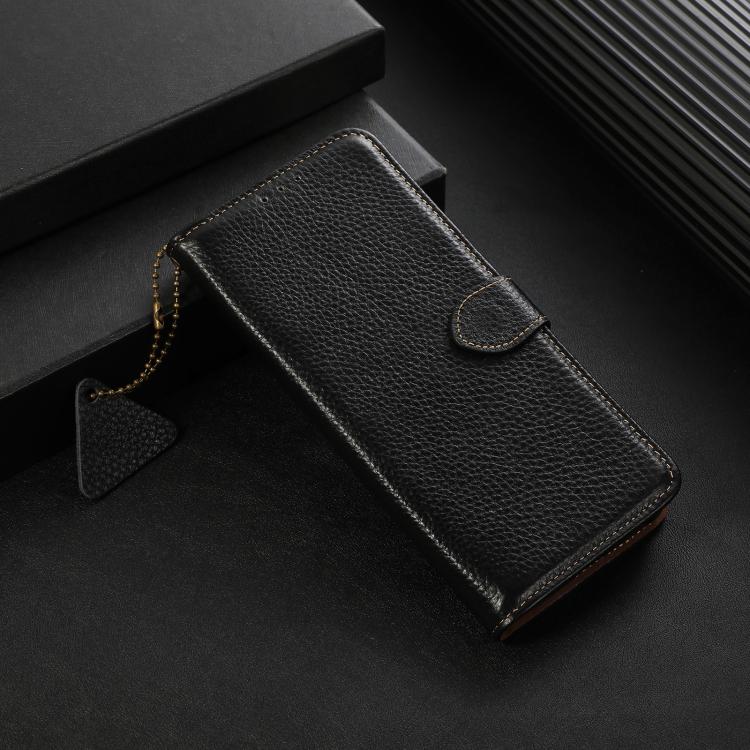 For OnePlus 15 Genuine Leather Litchi Texture RFID Leather Phone Case