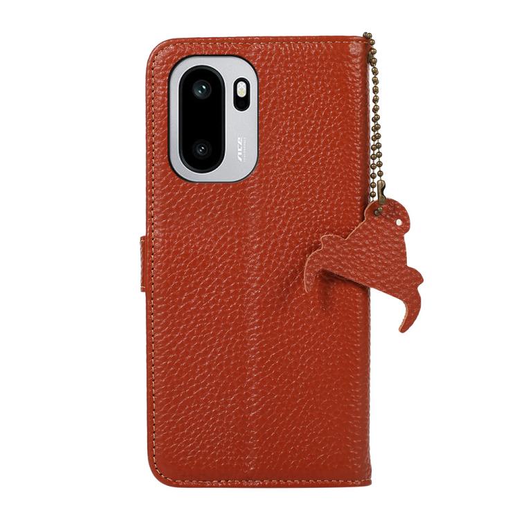 For OnePlus 15R 5G/Ace 6/Ace 6T 5G Genuine Leather Litchi Texture RFID Leather Phone Case