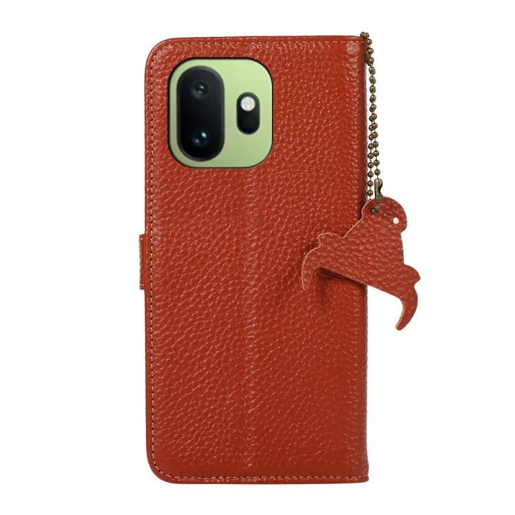 For OnePlus 15T Genuine Leather Litchi Texture RFID Leather Phone Case