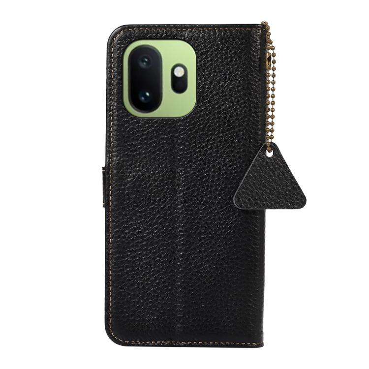 For OnePlus 15T Genuine Leather Litchi Texture RFID Leather Phone Case
