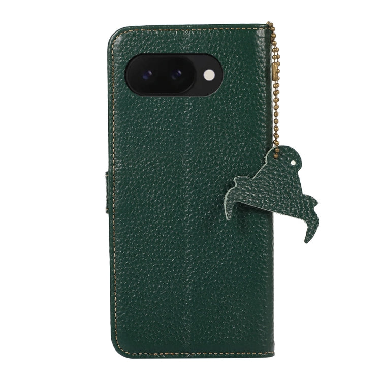 For Google Pixel 9a Genuine Leather Litchi Texture RFID Leather Phone Case