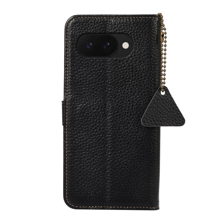 For Google Pixel 9a Genuine Leather Litchi Texture RFID Leather Phone Case