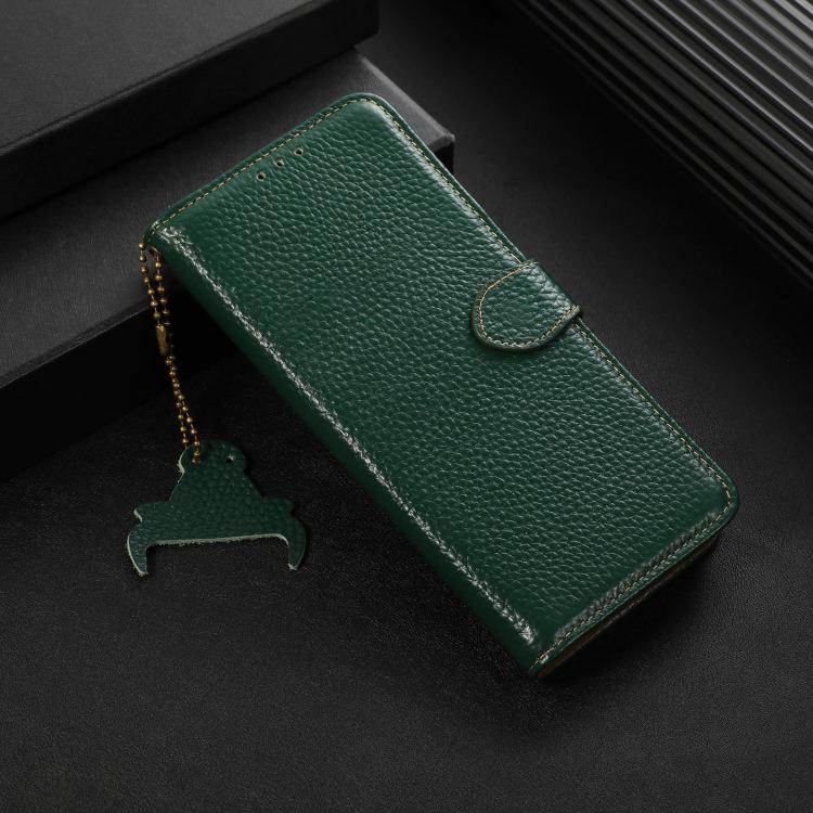 For Google Pixel 10a Genuine Leather Litchi Texture RFID Leather Phone Case
