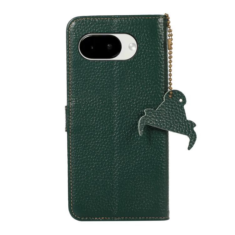 For Google Pixel 10a Genuine Leather Litchi Texture RFID Leather Phone Case