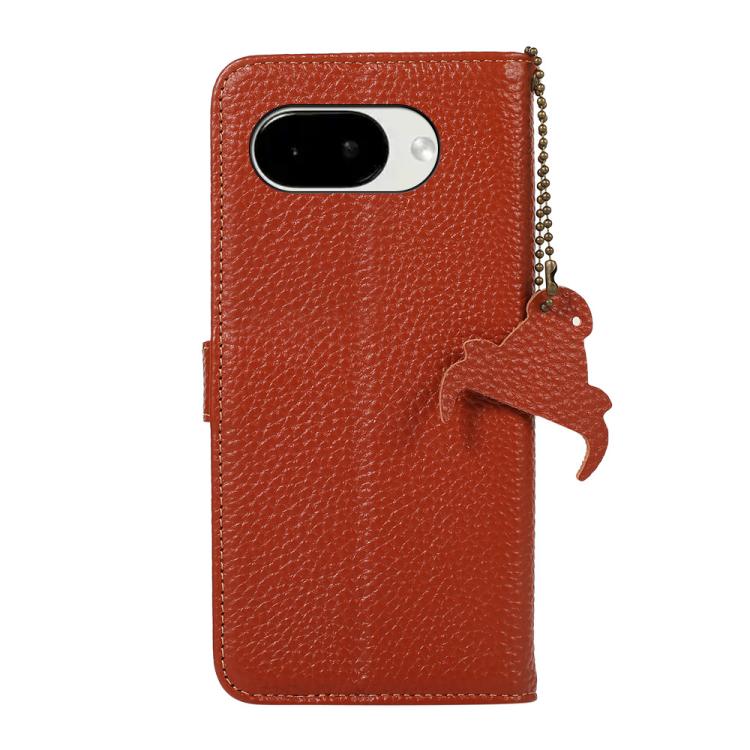 For Google Pixel 10a Genuine Leather Litchi Texture RFID Leather Phone Case