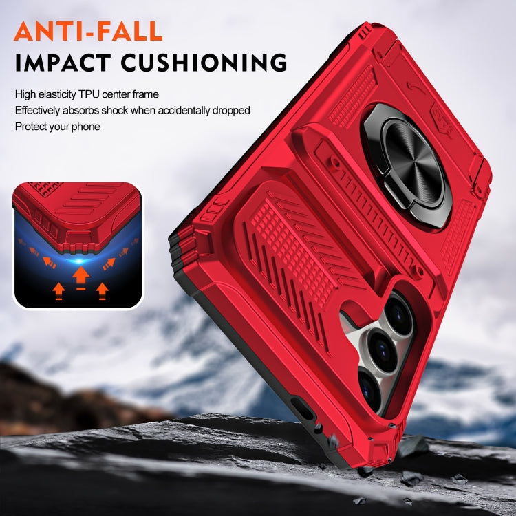 For Samsung Galaxy A14 TPU+PC Shockproof Card Phone Case with Metal Ring Holder