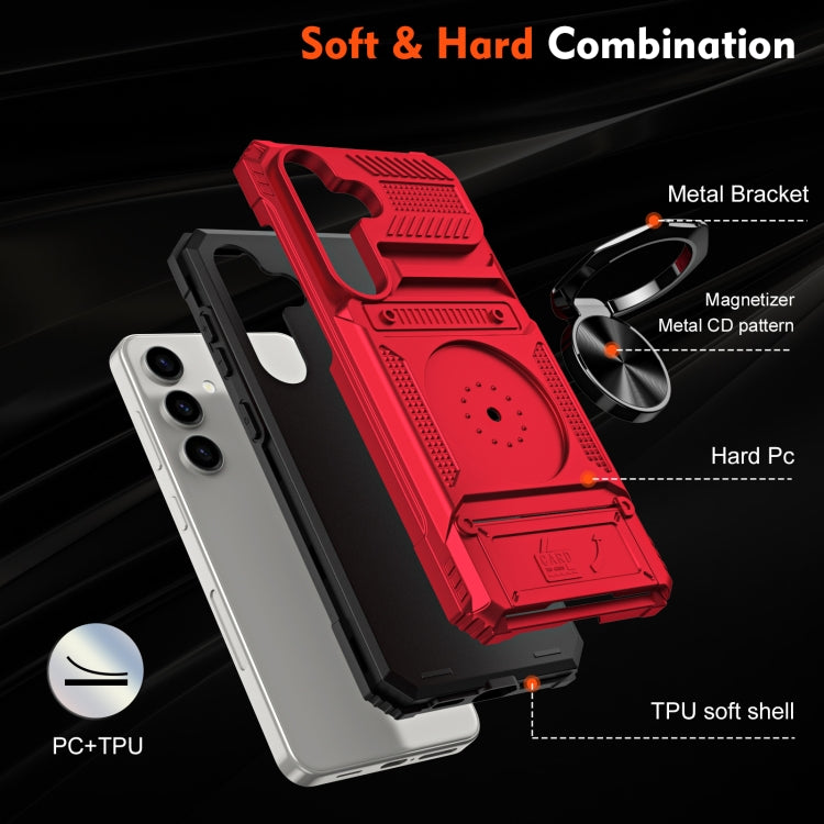 For Samsung Galaxy A14 TPU+PC Shockproof Card Phone Case with Metal Ring Holder
