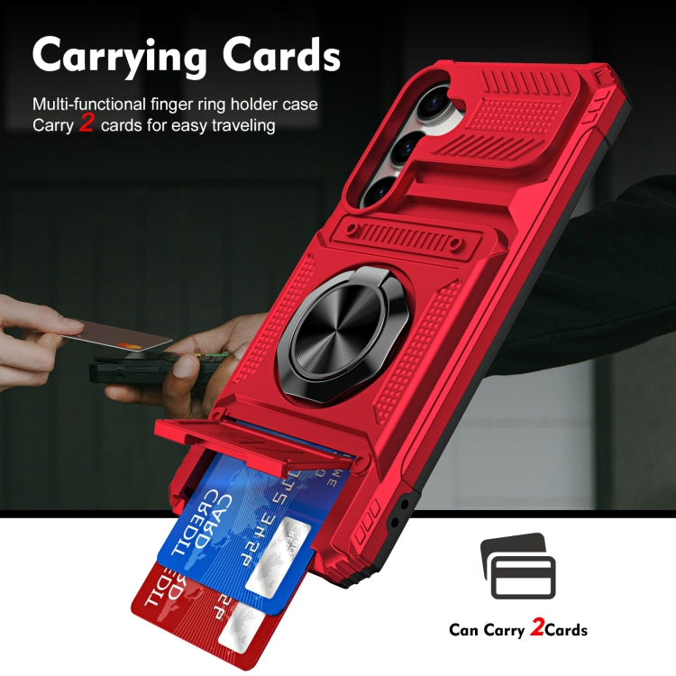 For Samsung Galaxy A14 TPU+PC Shockproof Card Phone Case with Metal Ring Holder