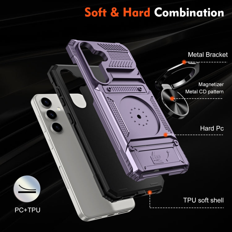 For Samsung Galaxy A14 TPU+PC Shockproof Card Phone Case with Metal Ring Holder