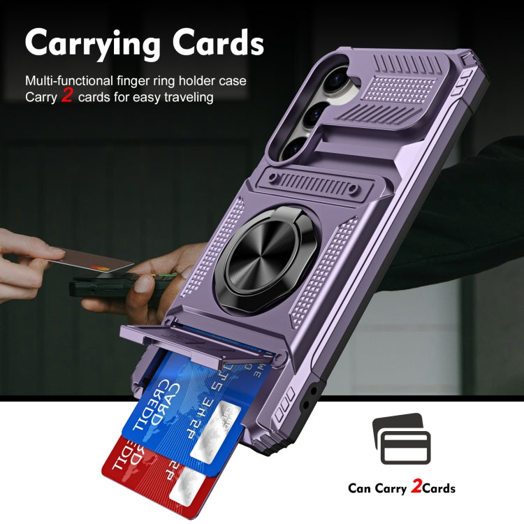 For Samsung Galaxy A14 TPU+PC Shockproof Card Phone Case with Metal Ring Holder