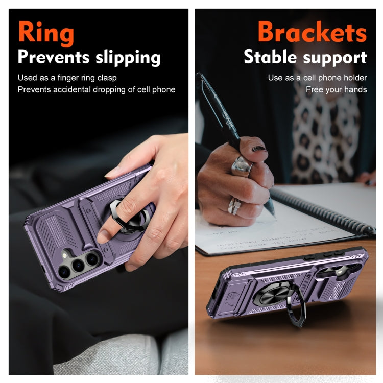 For Samsung Galaxy A14 TPU+PC Shockproof Card Phone Case with Metal Ring Holder