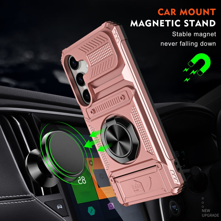 For Samsung Galaxy A14 TPU+PC Shockproof Card Phone Case with Metal Ring Holder