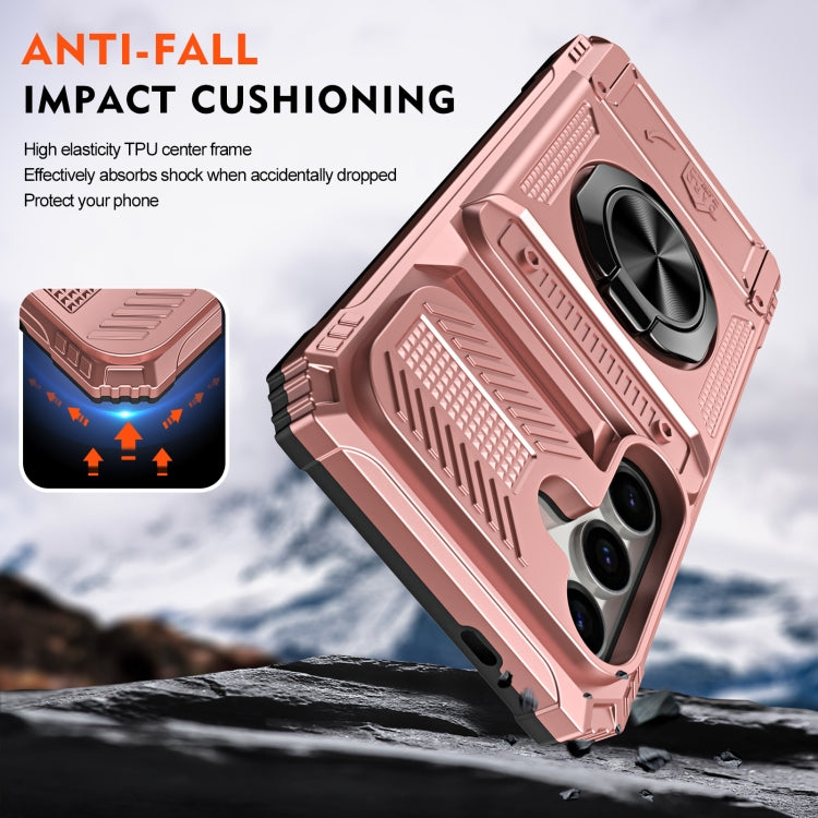For Samsung Galaxy A14 TPU+PC Shockproof Card Phone Case with Metal Ring Holder