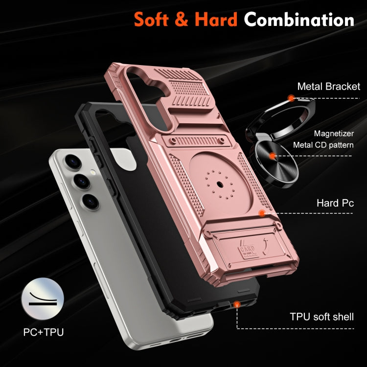 For Samsung Galaxy A14 TPU+PC Shockproof Card Phone Case with Metal Ring Holder
