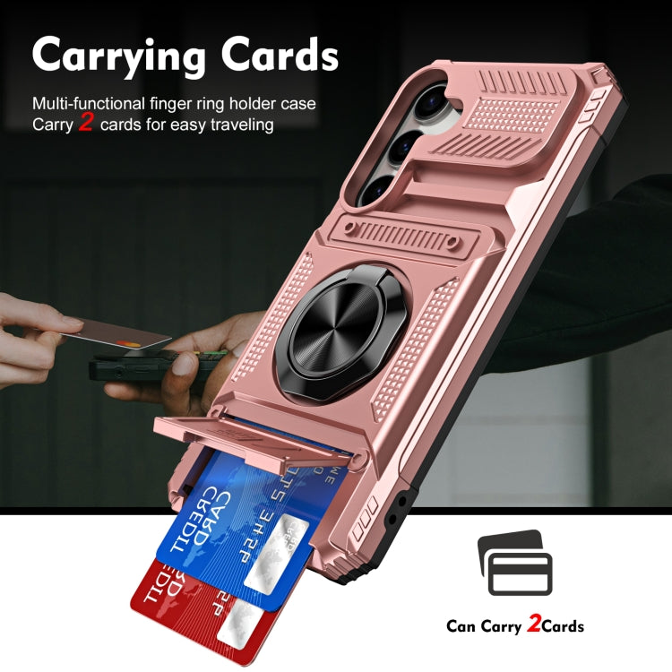 For Samsung Galaxy A14 TPU+PC Shockproof Card Phone Case with Metal Ring Holder