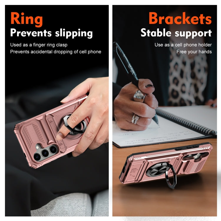 For Samsung Galaxy A14 TPU+PC Shockproof Card Phone Case with Metal Ring Holder