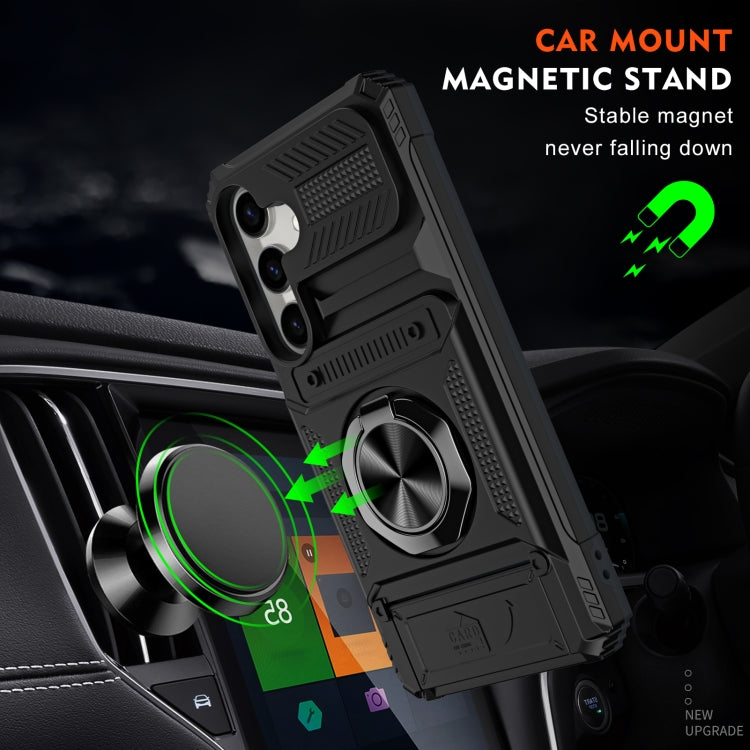 For Samsung Galaxy A14 TPU+PC Shockproof Card Phone Case with Metal Ring Holder