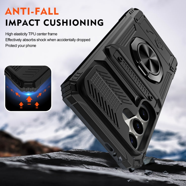 For Samsung Galaxy A14 TPU+PC Shockproof Card Phone Case with Metal Ring Holder