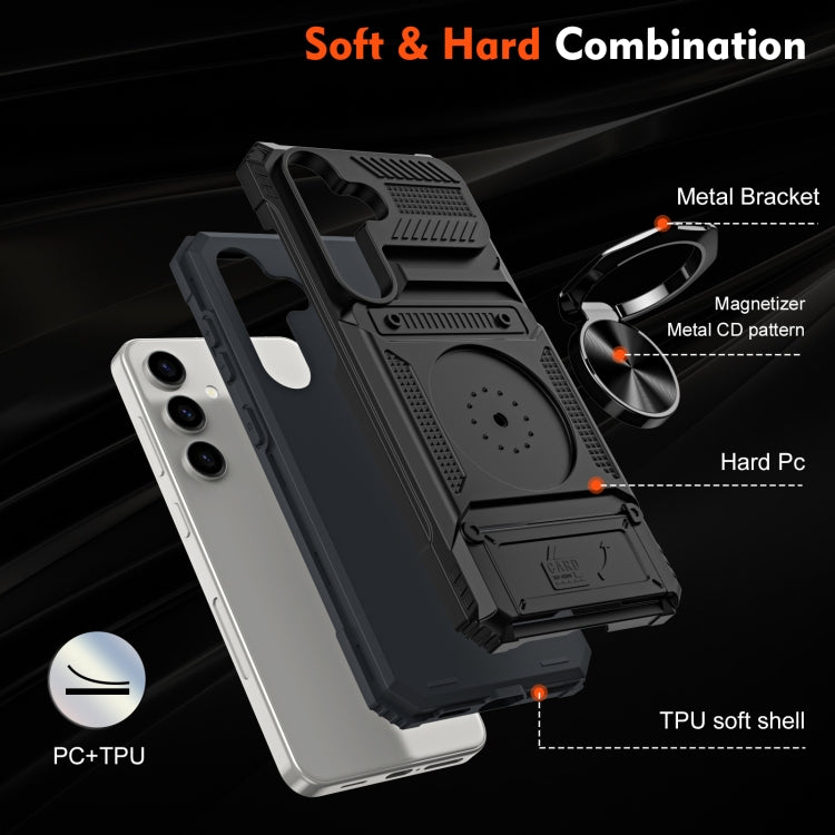 For Samsung Galaxy A14 TPU+PC Shockproof Card Phone Case with Metal Ring Holder