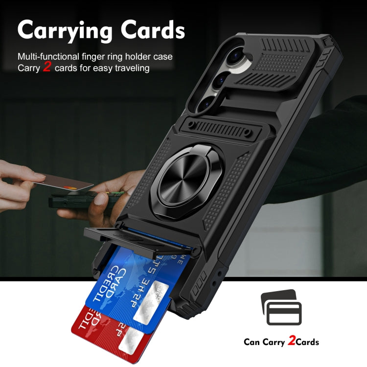 For Samsung Galaxy A14 TPU+PC Shockproof Card Phone Case with Metal Ring Holder