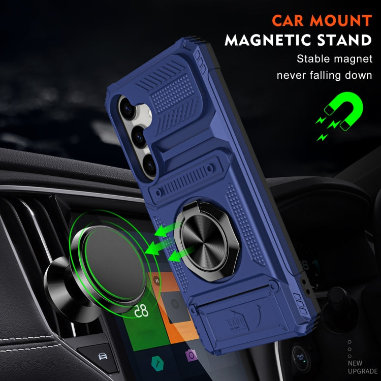 For Samsung Galaxy A14 TPU+PC Shockproof Card Phone Case with Metal Ring Holder