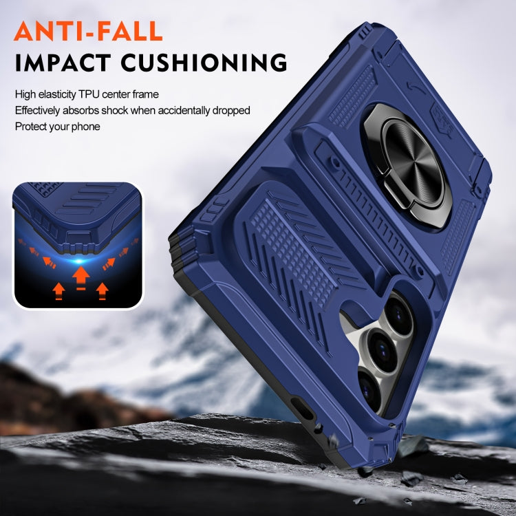For Samsung Galaxy A14 TPU+PC Shockproof Card Phone Case with Metal Ring Holder