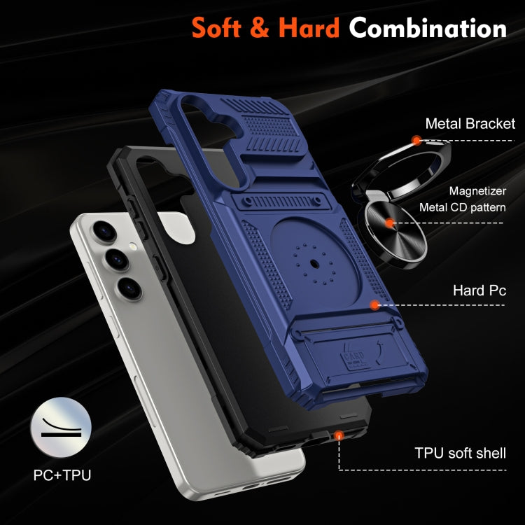 For Samsung Galaxy A14 TPU+PC Shockproof Card Phone Case with Metal Ring Holder