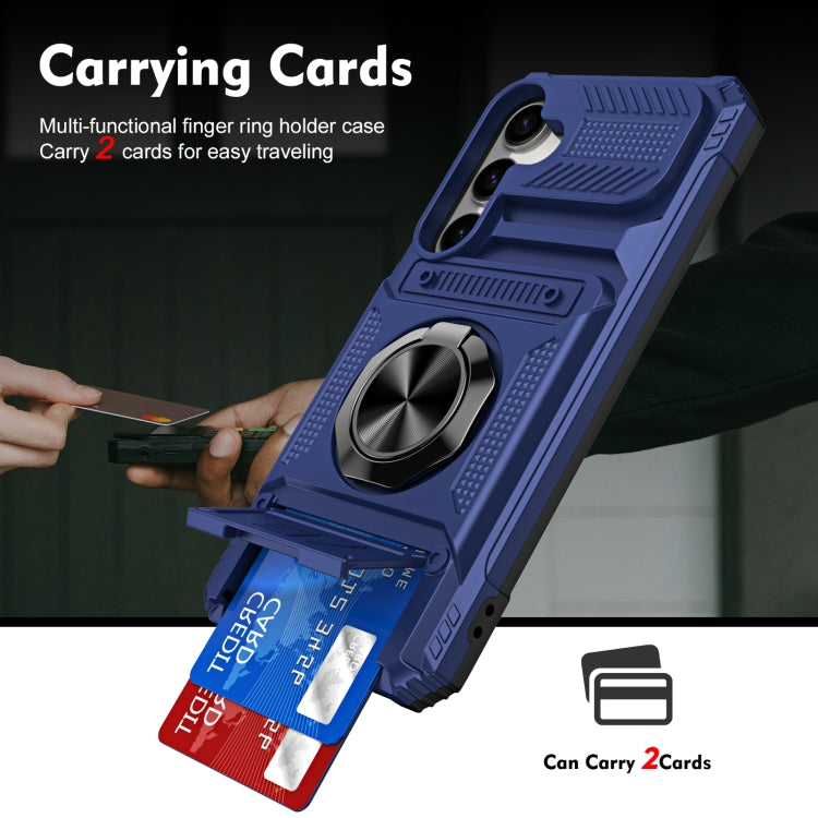 For Samsung Galaxy A14 TPU+PC Shockproof Card Phone Case with Metal Ring Holder