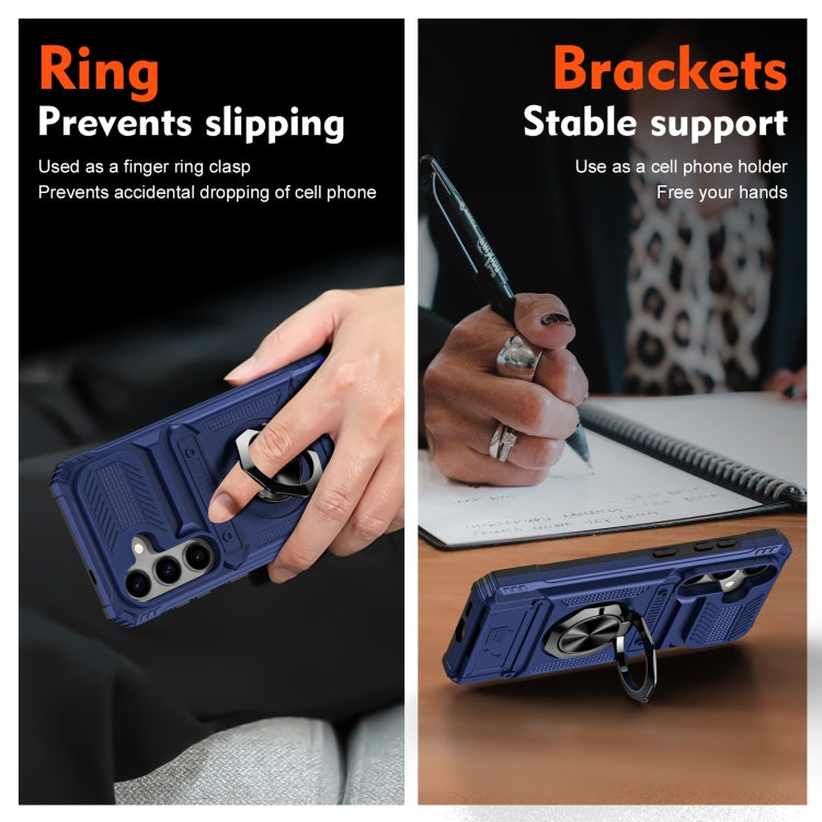 For Samsung Galaxy A14 TPU+PC Shockproof Card Phone Case with Metal Ring Holder