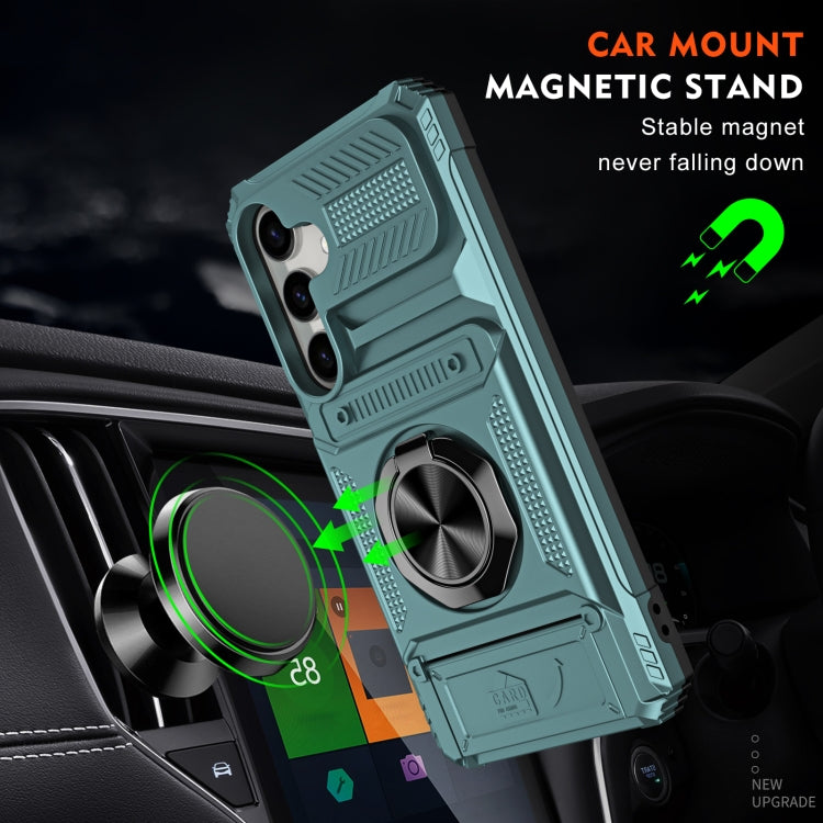 For Samsung Galaxy A14 TPU+PC Shockproof Card Phone Case with Metal Ring Holder