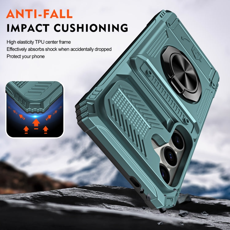 For Samsung Galaxy A14 TPU+PC Shockproof Card Phone Case with Metal Ring Holder