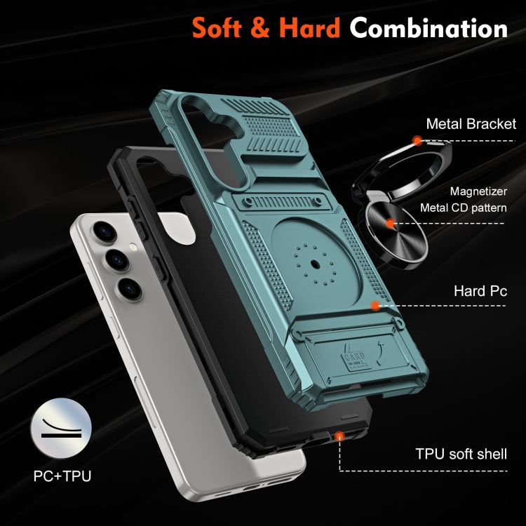 For Samsung Galaxy A14 TPU+PC Shockproof Card Phone Case with Metal Ring Holder