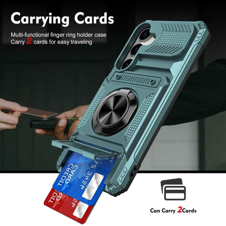 For Samsung Galaxy A14 TPU+PC Shockproof Card Phone Case with Metal Ring Holder