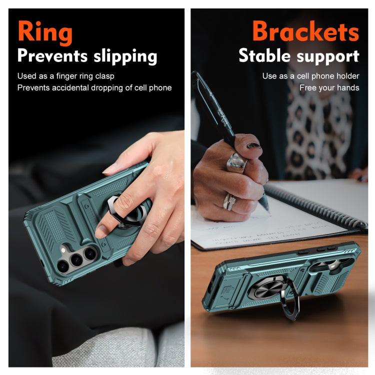 For Samsung Galaxy A14 TPU+PC Shockproof Card Phone Case with Metal Ring Holder