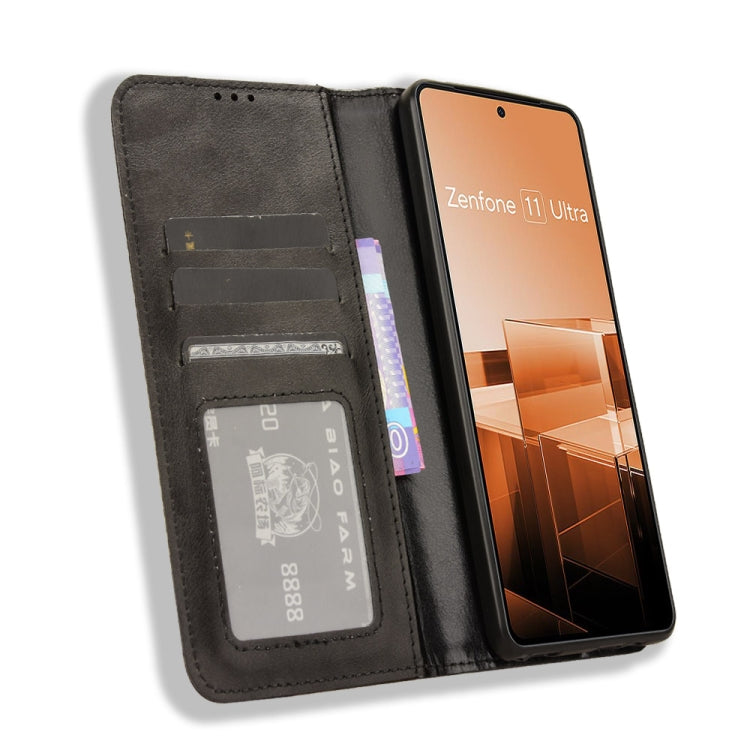 For Asus Zenfone 11 Ultra Magnetic Buckle Retro Texture Leather Phone Case